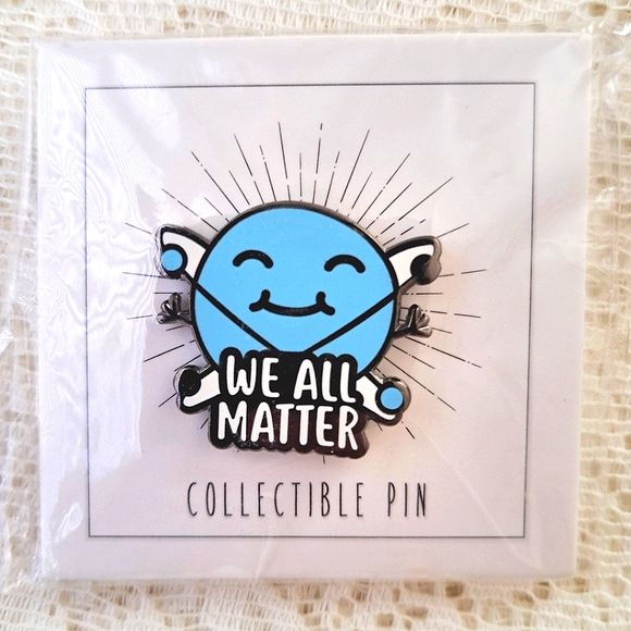 New Enamel Science Themed Pin "We All Matter" Blue Atom Collectible Pin - Picture 1 of 1